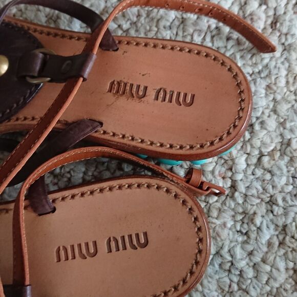 Miu Miu thong with turquoise stone embellished resin sandals size 36 - Picture 7 of 12